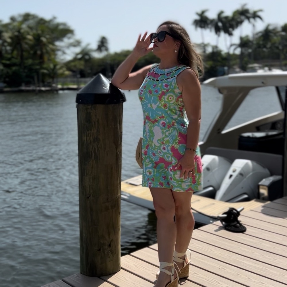 Lilly Pulitzer Lindy PB Pink A Delicacy Beaded Neck Shift Dress
